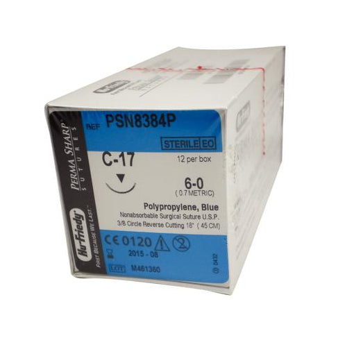 Hu-Friedy PSN8384P Perma Sharp Polypropylene Sutures C-17 6-0 18 Hu-Friedy PSN8384P Perma Sharp Polypropylene Sutures C-17 6-0 18